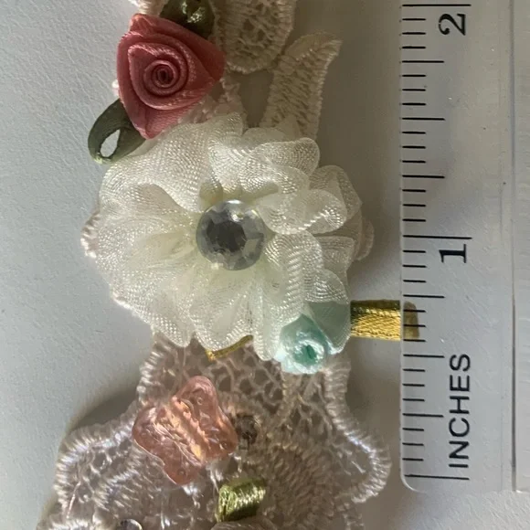 Bib Necklace flapper image glass hand sewn glass beads satin ribbon flowers - Picture 16 of 17